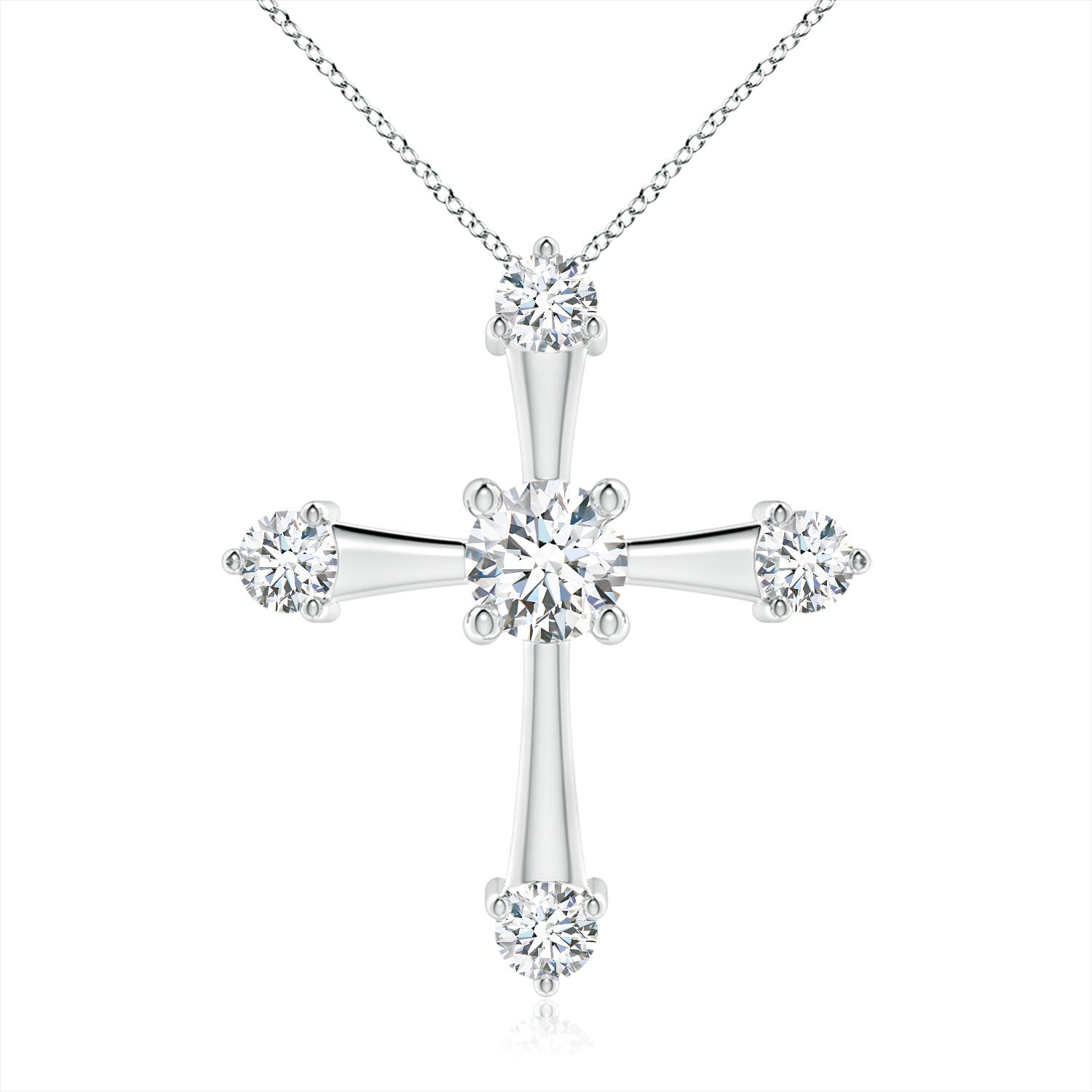 5.1mm FGVS Lab-Grown Classic Diamond Budded Cross Pendant in White Gold