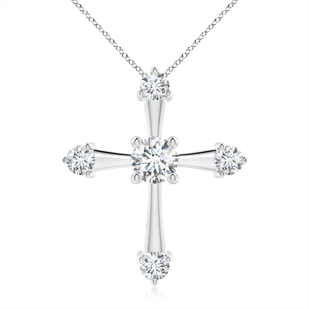 5.9mm FGVS Lab-Grown Classic Diamond Budded Cross Pendant in White Gold