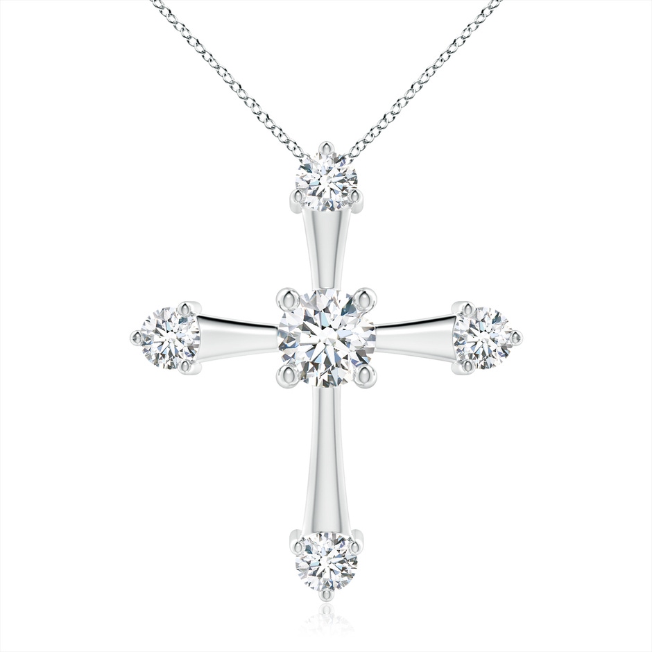 5.9mm FGVS Lab-Grown Classic Diamond Budded Cross Pendant in White Gold 