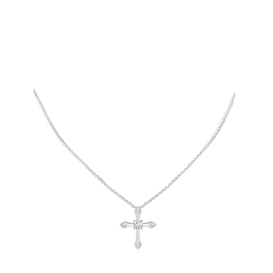 5.9mm FGVS Lab-Grown Classic Diamond Budded Cross Pendant in White Gold pen