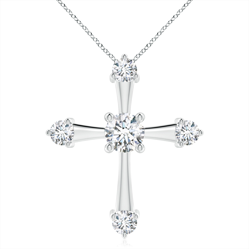 6.4mm FGVS Lab-Grown Classic Diamond Budded Cross Pendant in P950 Platinum