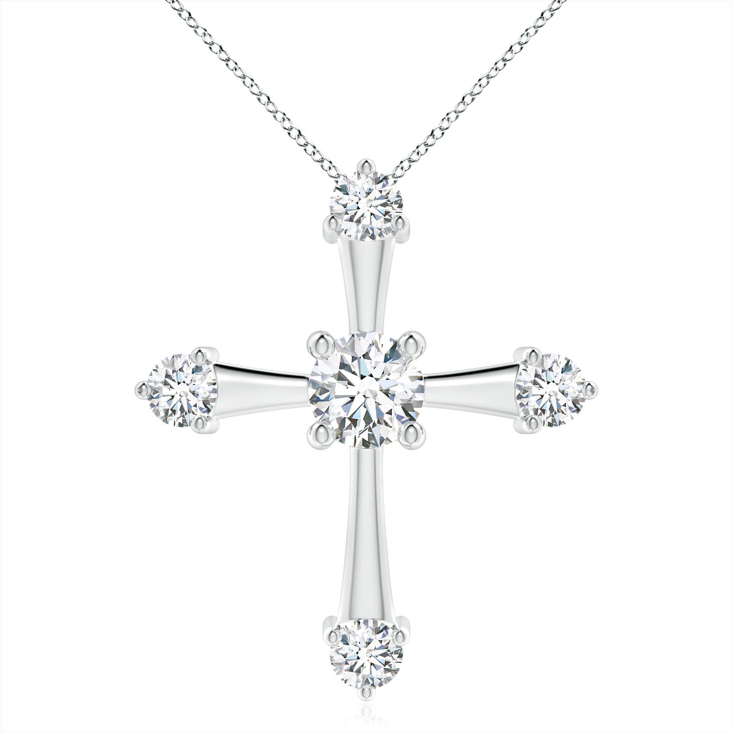 6.4mm FGVS Lab-Grown Classic Diamond Budded Cross Pendant in White Gold