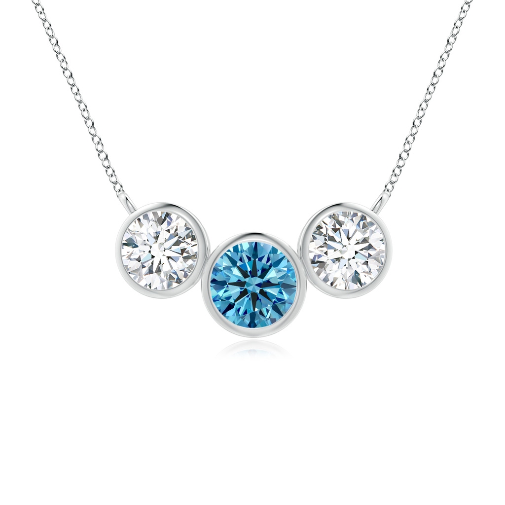 4.7mm Labgrown Three Stone Bezel-Set Round Lab-Grown Fancy Intense Blue Diamond Pendant in P950 Platinum