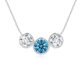 4.7mm Labgrown Three Stone Bezel-Set Round Lab-Grown Fancy Intense Blue Diamond Pendant in P950 Platinum