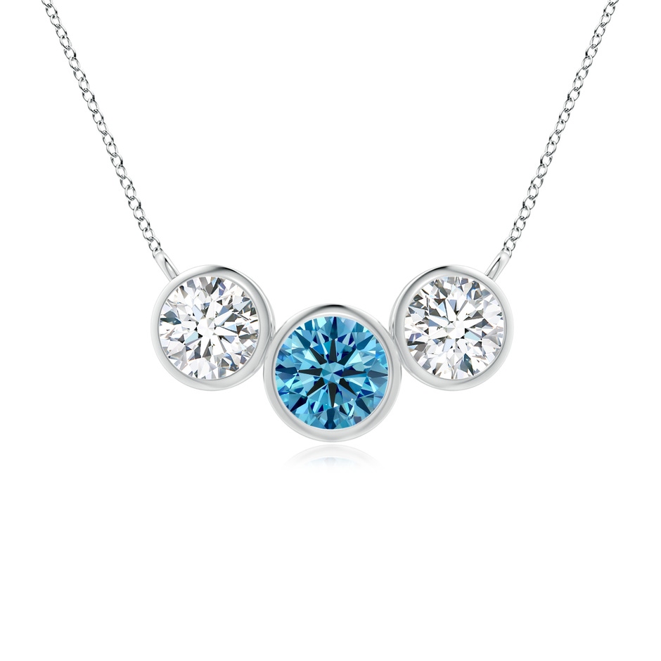 4.7mm Labgrown Three Stone Bezel-Set Round Lab-Grown Fancy Intense Blue Diamond Pendant in P950 Platinum 
