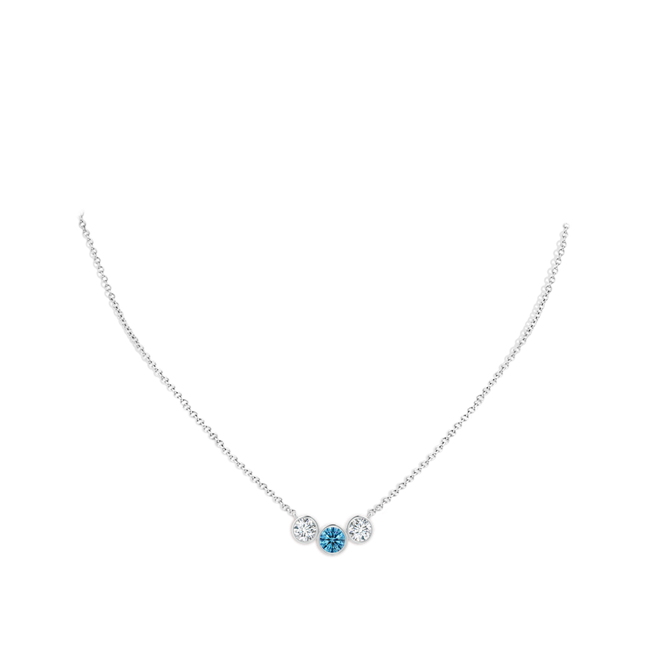 4.7mm Labgrown Three Stone Bezel-Set Round Lab-Grown Fancy Intense Blue Diamond Pendant in P950 Platinum pen