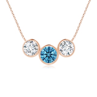 4.7mm Labgrown Three Stone Bezel-Set Round Lab-Grown Fancy Intense Blue Diamond Pendant in Rose Gold