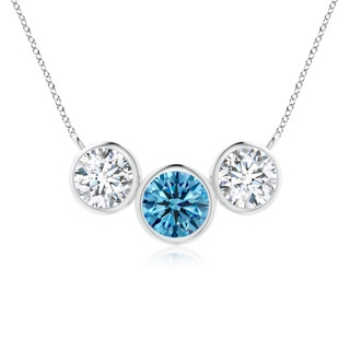 6mm Labgrown Three Stone Bezel-Set Round Lab-Grown Fancy Intense Blue Diamond Pendant in P950 Platinum