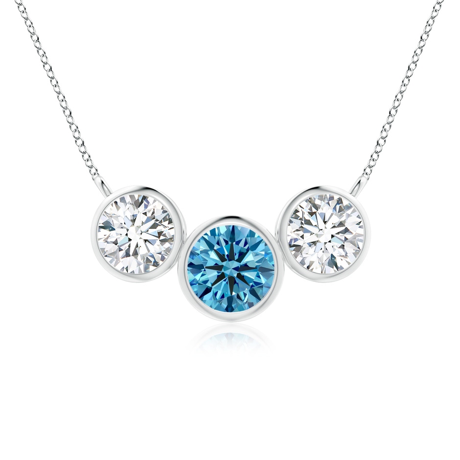 6mm Labgrown Three Stone Bezel-Set Round Lab-Grown Fancy Intense Blue Diamond Pendant in P950 Platinum 