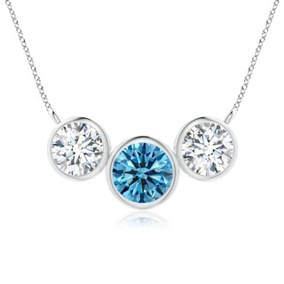 7.2mm Labgrown Three Stone Bezel-Set Round Lab-Grown Fancy Intense Blue Diamond Pendant in P950 Platinum