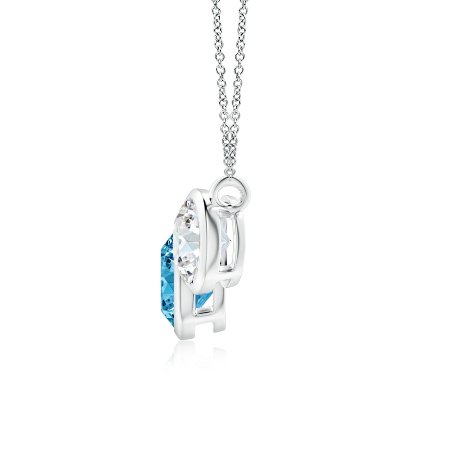 7.2mm Labgrown Three Stone Bezel-Set Round Lab-Grown Fancy Intense Blue Diamond Pendant in P950 Platinum side 199