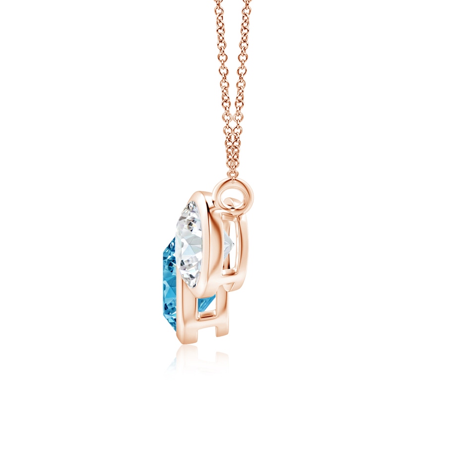 7.2mm Labgrown Three Stone Bezel-Set Round Lab-Grown Fancy Intense Blue Diamond Pendant in Rose Gold side 199