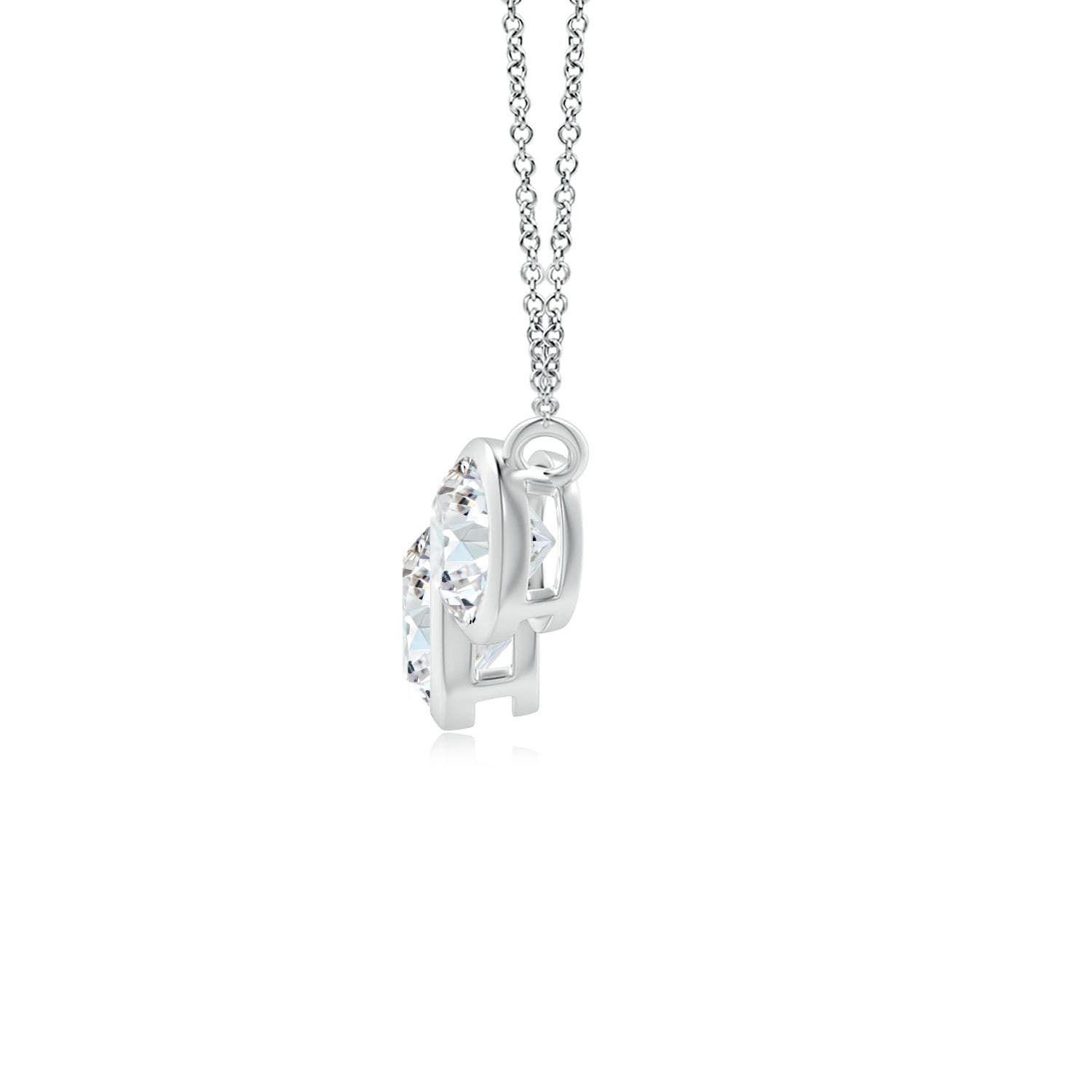 4.7mm FGVS Lab-Grown Three Stone Bezel-Set Round Diamond Pendant in 18K White Gold