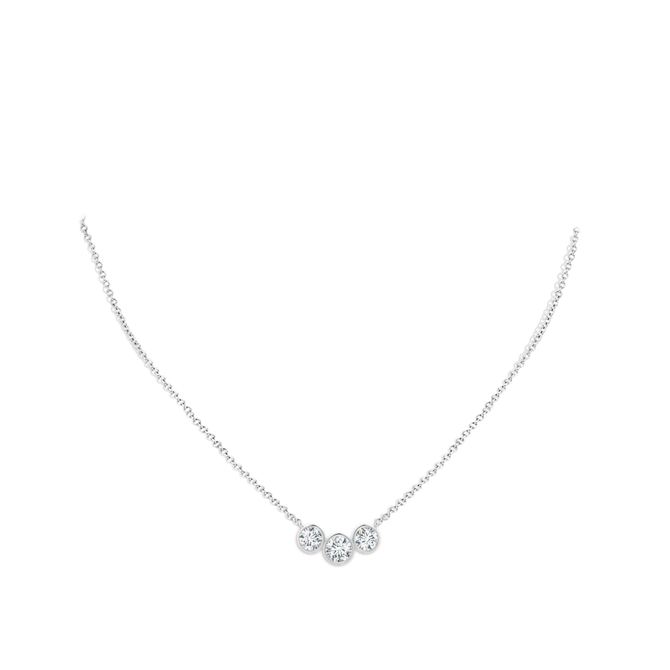 4.7mm FGVS Lab-Grown Three Stone Bezel-Set Round Diamond Pendant in P950 Platinum pen