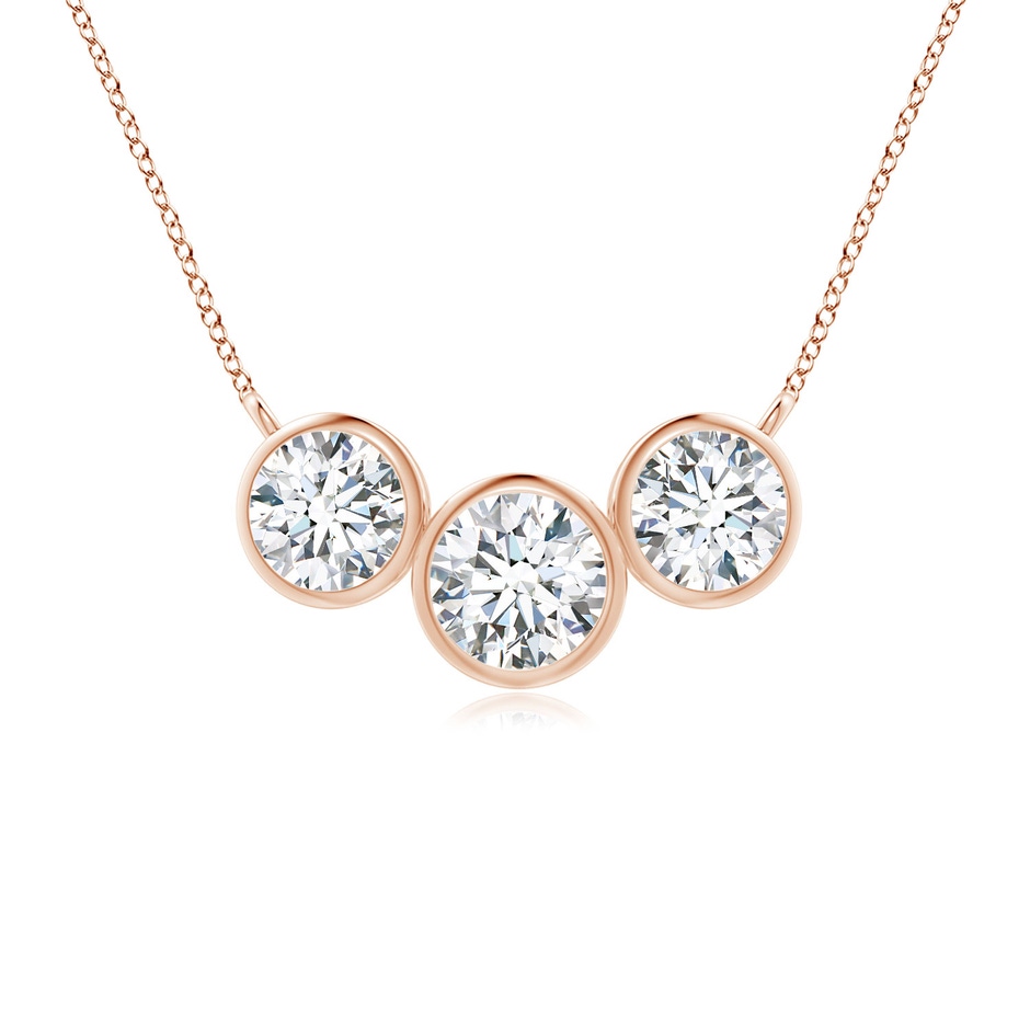 4.7mm FGVS Lab-Grown Three Stone Bezel-Set Round Diamond Pendant in Rose Gold 