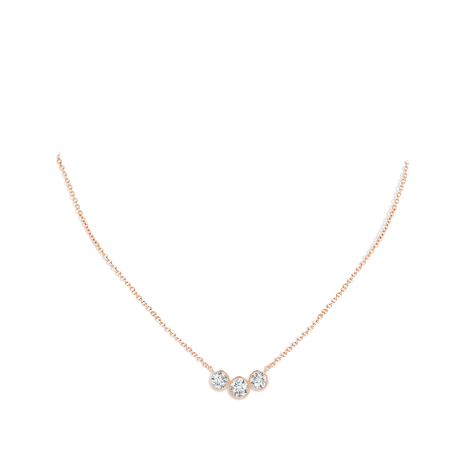 4.7mm FGVS Lab-Grown Three Stone Bezel-Set Round Diamond Pendant in Rose Gold pen