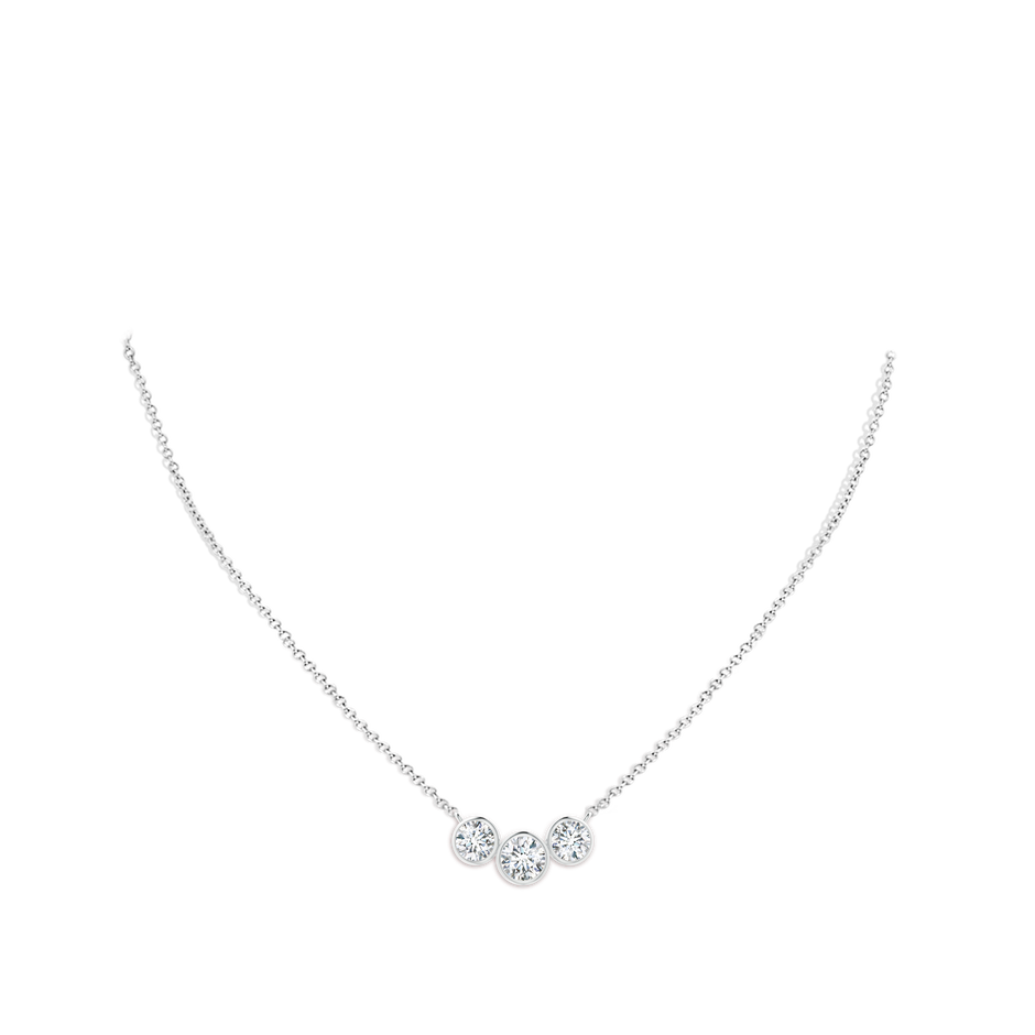 6mm FGVS Lab-Grown Three Stone Bezel-Set Round Diamond Pendant in P950 Platinum pen