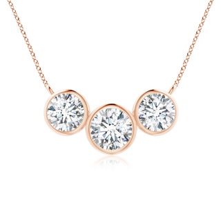 6mm FGVS Lab-Grown Three Stone Bezel-Set Round Diamond Pendant in Rose Gold