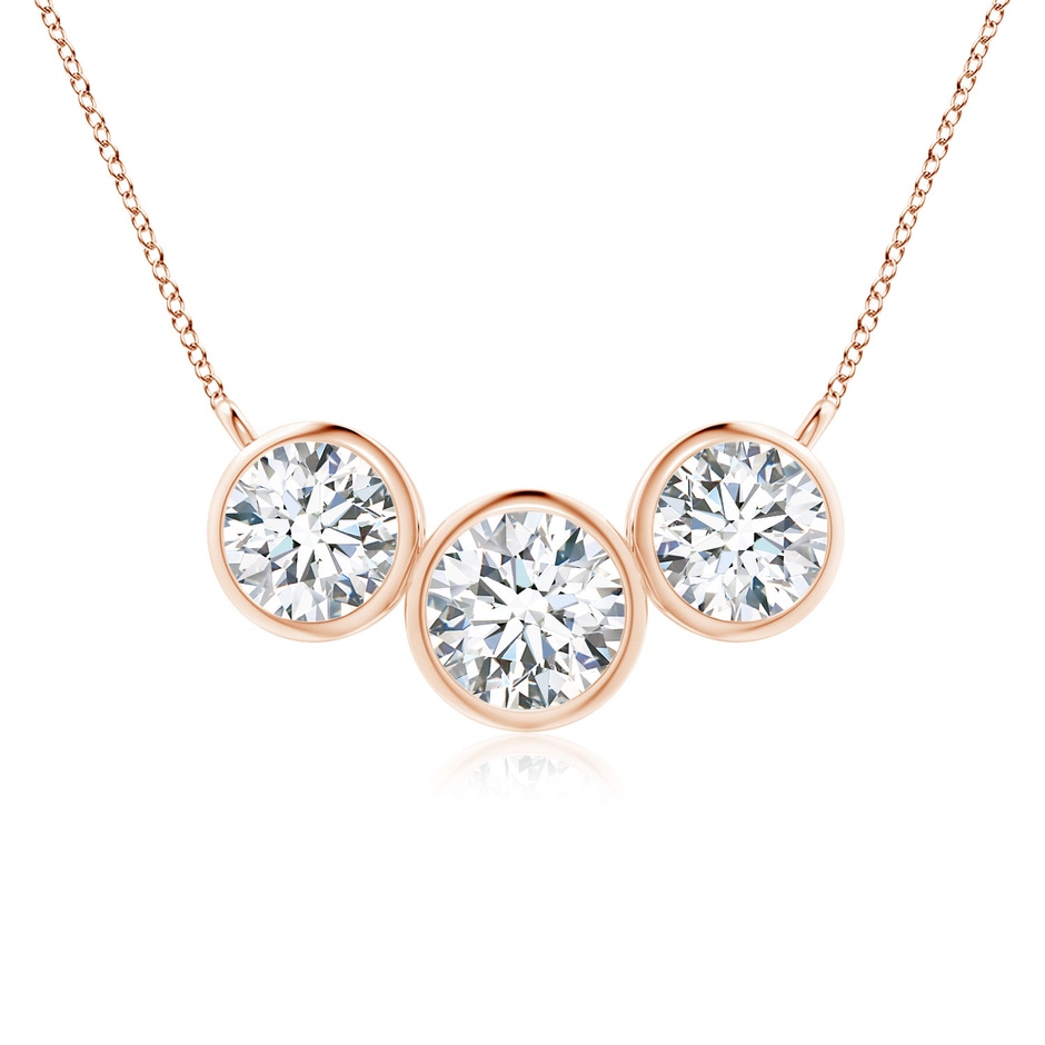 6mm FGVS Lab-Grown Three Stone Bezel-Set Round Diamond Pendant in Rose Gold 