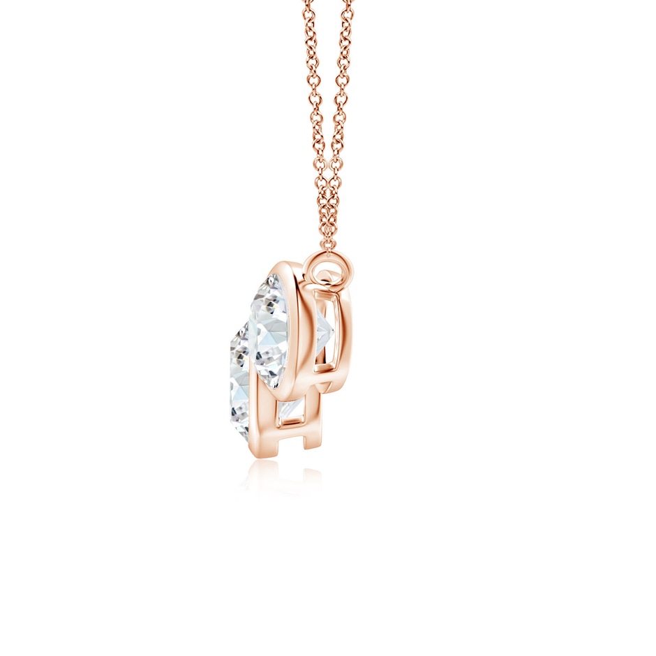 6mm FGVS Lab-Grown Three Stone Bezel-Set Round Diamond Pendant in Rose Gold side 199