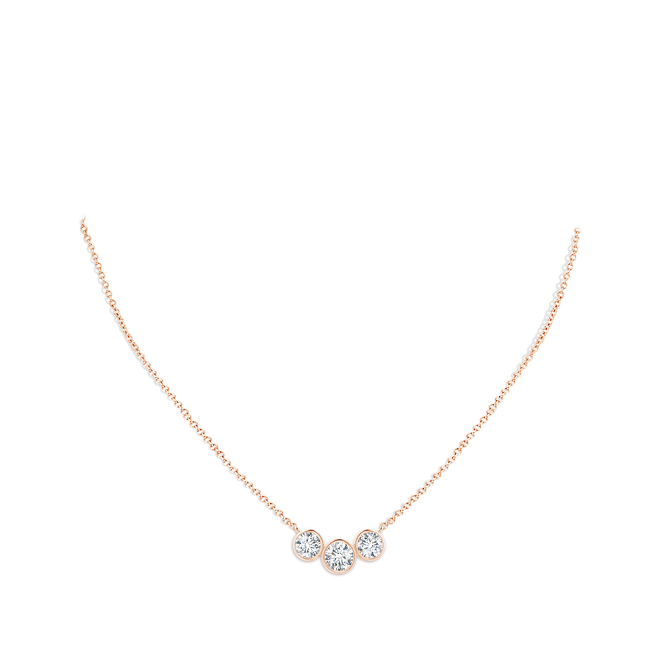 6mm FGVS Lab-Grown Three Stone Bezel-Set Round Diamond Pendant in Rose Gold pen