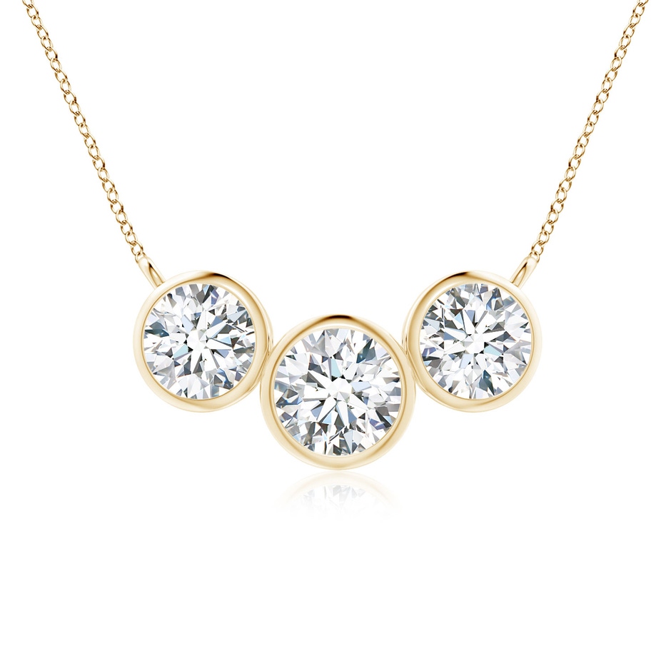 6mm FGVS Lab-Grown Three Stone Bezel-Set Round Diamond Pendant in Yellow Gold 