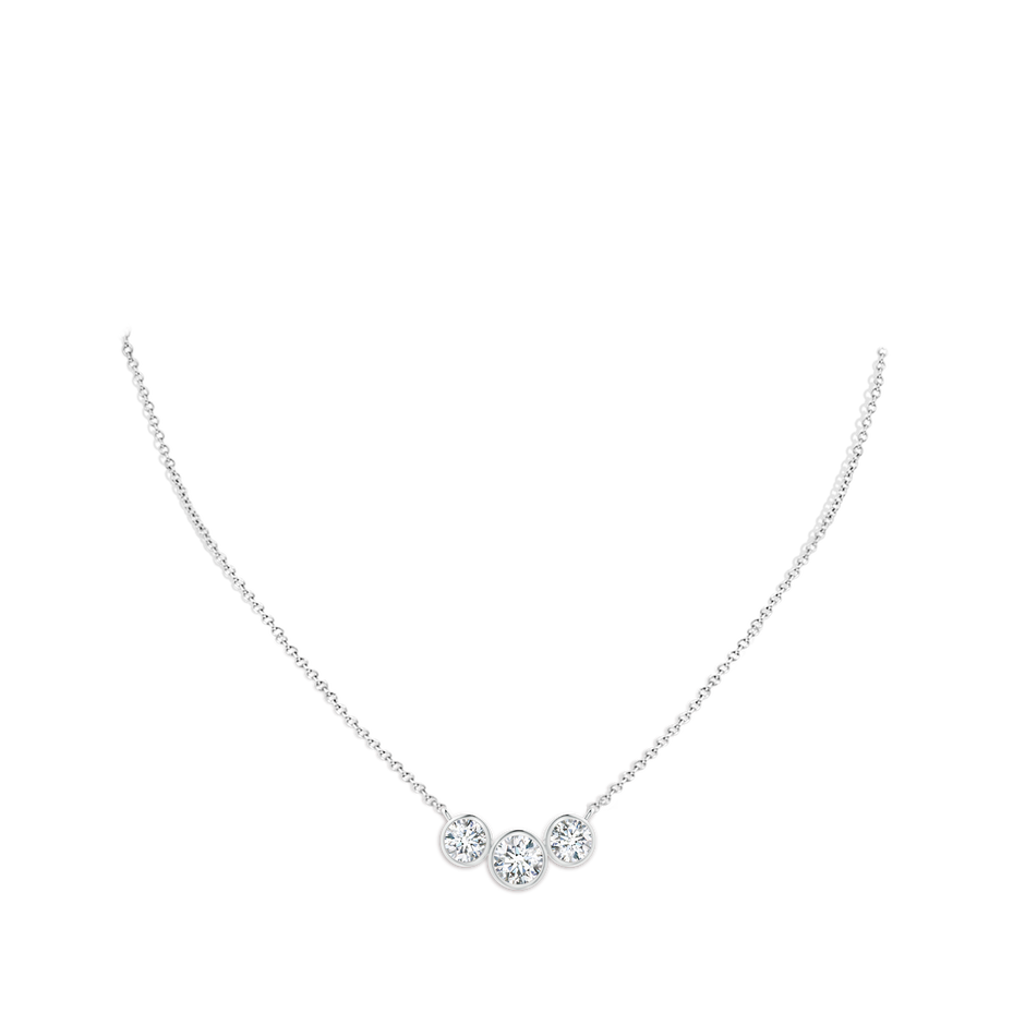 7.2mm FGVS Lab-Grown Three Stone Bezel-Set Round Diamond Pendant in P950 Platinum pen