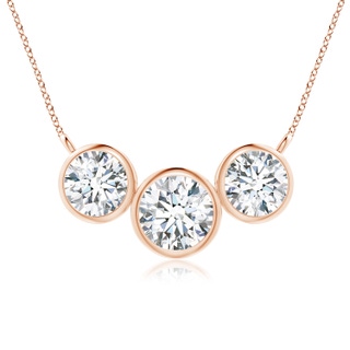 7.2mm FGVS Lab-Grown Three Stone Bezel-Set Round Diamond Pendant in Rose Gold