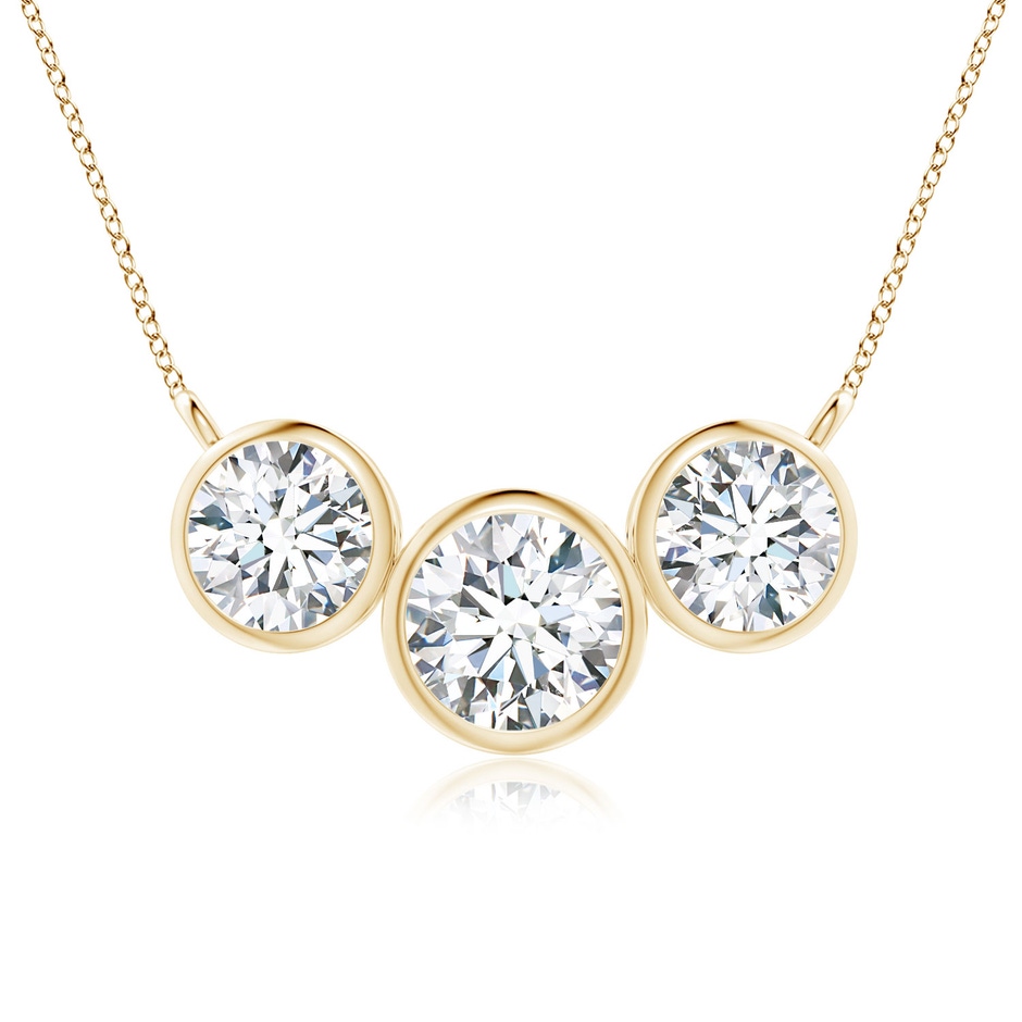 7.2mm FGVS Lab-Grown Three Stone Bezel-Set Round Diamond Pendant in Yellow Gold 