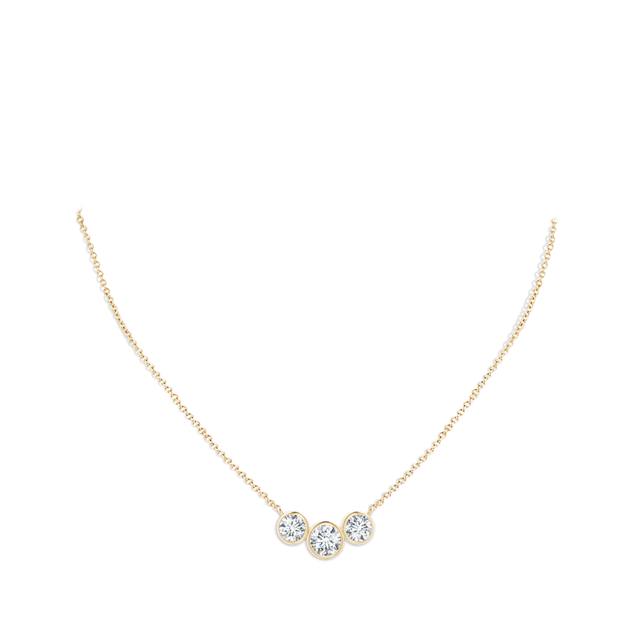 7.2mm FGVS Lab-Grown Three Stone Bezel-Set Round Diamond Pendant in Yellow Gold pen