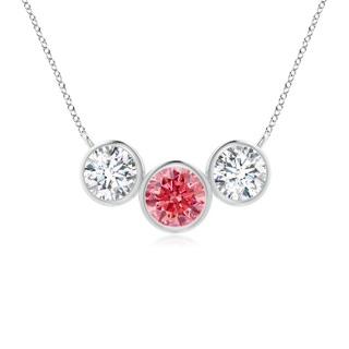 4.7mm Labgrown Three Stone Bezel-Set Round Lab-Grown Fancy Intense Pink Diamond Pendant in P950 Platinum