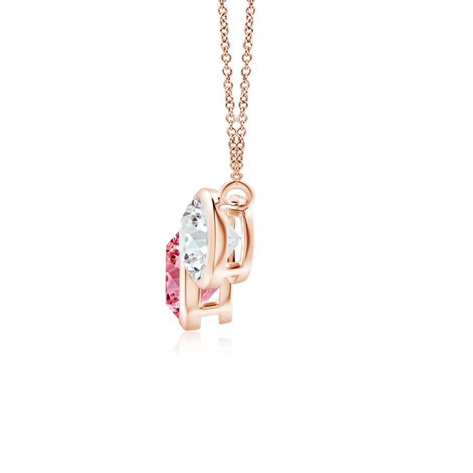 6mm Labgrown Three Stone Bezel-Set Round Lab-Grown Fancy Intense Pink Diamond Pendant in Rose Gold side 199