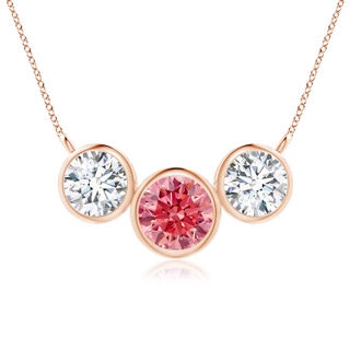 7.2mm Labgrown Three Stone Bezel-Set Round Lab-Grown Fancy Intense Pink Diamond Pendant in 10K Rose Gold