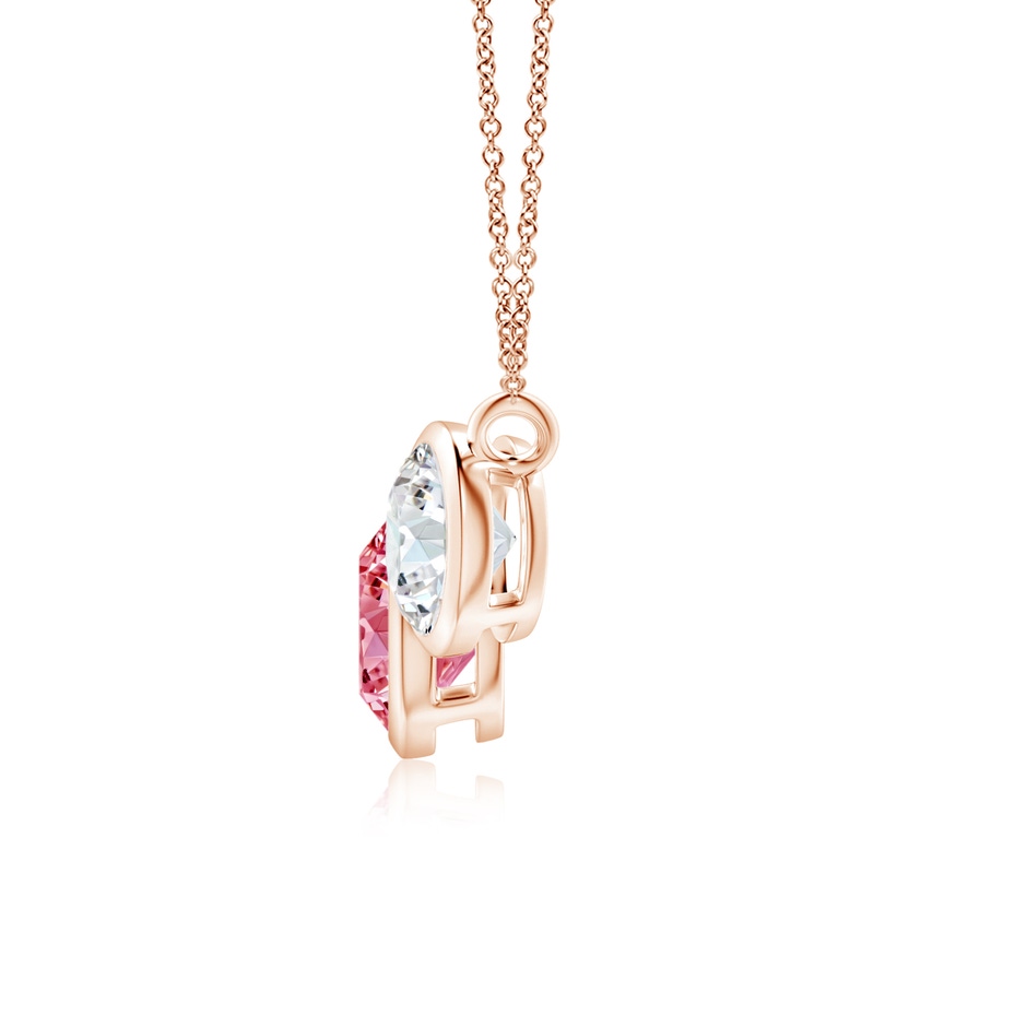 7.2mm Labgrown Three Stone Bezel-Set Round Lab-Grown Fancy Intense Pink Diamond Pendant in Rose Gold side 199