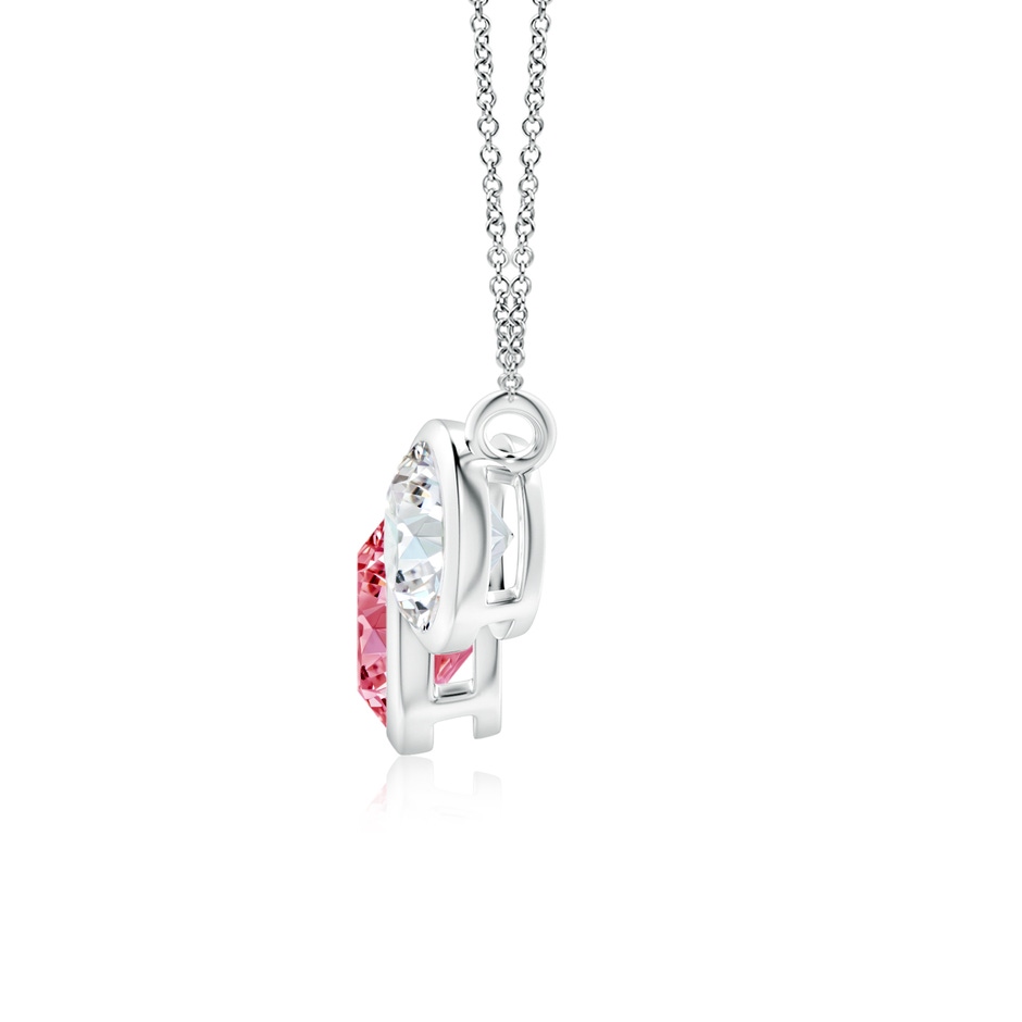 7.2mm Labgrown Three Stone Bezel-Set Round Lab-Grown Fancy Intense Pink Diamond Pendant in White Gold side 199