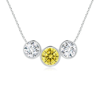 4.7mm Labgrown Three Stone Bezel-Set Round Lab-Grown Fancy Intense Yellow Diamond Pendant in P950 Platinum