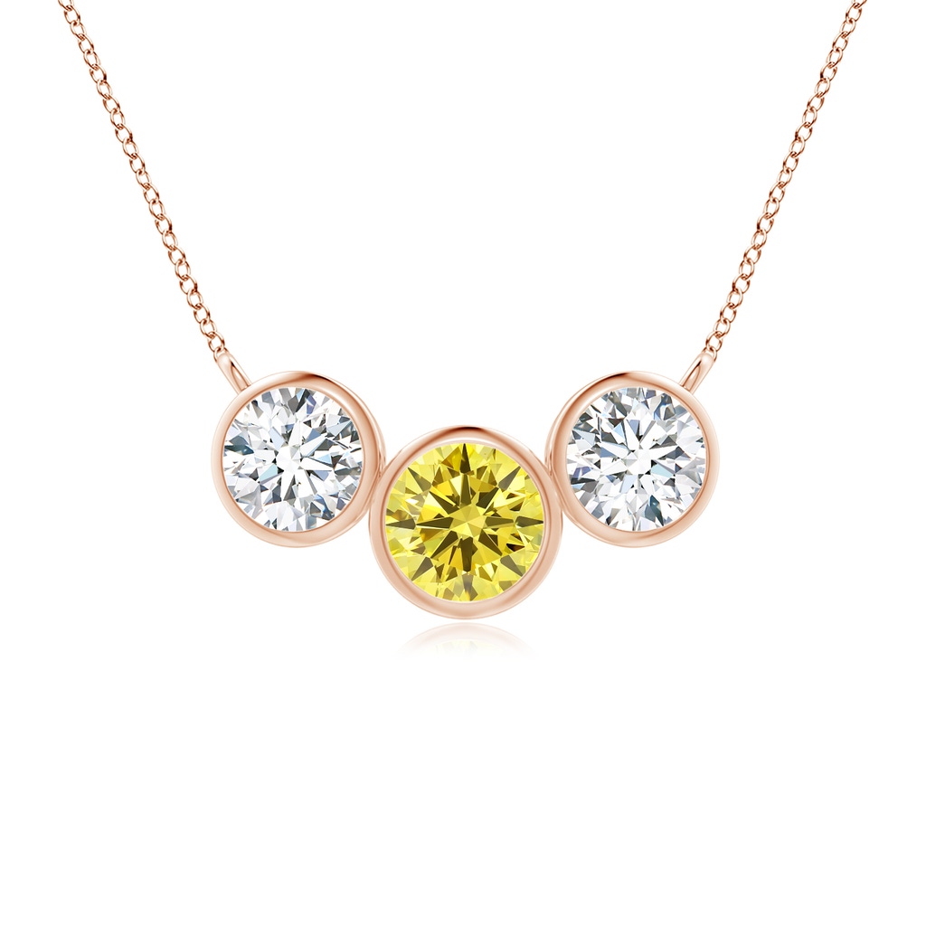 4.7mm Labgrown Three Stone Bezel-Set Round Lab-Grown Fancy Intense Yellow Diamond Pendant in Rose Gold