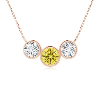 4.7mm Labgrown Three Stone Bezel-Set Round Lab-Grown Fancy Intense Yellow Diamond Pendant in Rose Gold