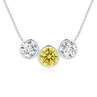 6mm Labgrown Three Stone Bezel-Set Round Lab-Grown Fancy Intense Yellow Diamond Pendant in P950 Platinum