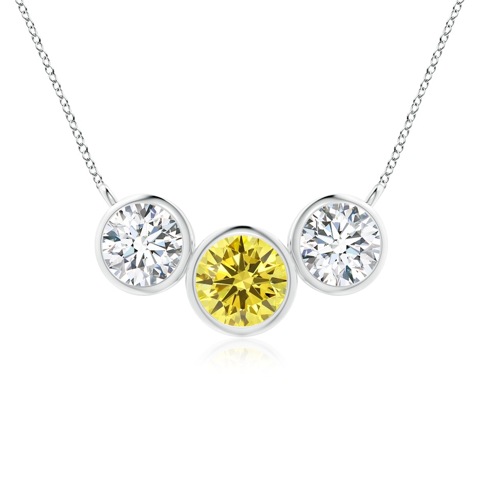 6mm Labgrown Three Stone Bezel-Set Round Lab-Grown Fancy Intense Yellow Diamond Pendant in White Gold 