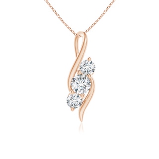 5.1mm FGVS Lab-Grown Diamond Three Stone Pendant with Twisted Bale in 10K Rose Gold