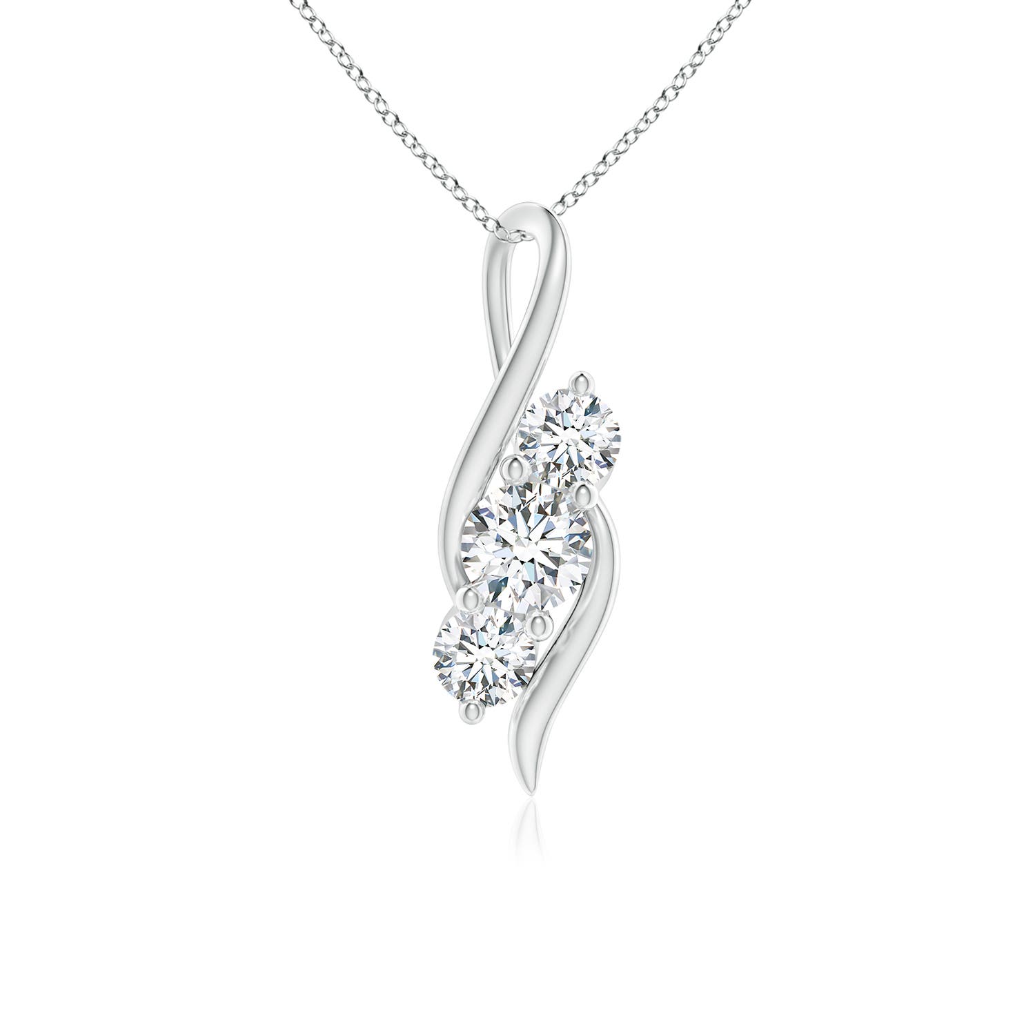 5.1mm FGVS Lab-Grown Diamond Three Stone Pendant with Twisted Bale in 18K White Gold