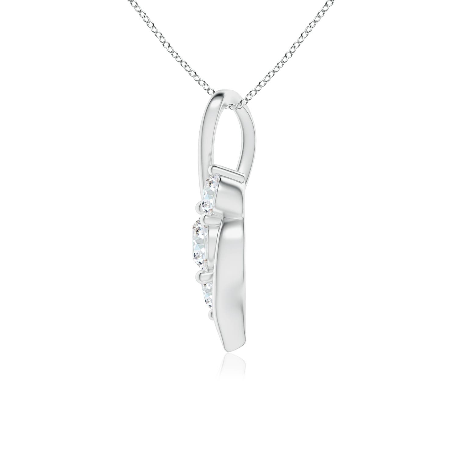 5.1mm FGVS Lab-Grown Diamond Three Stone Pendant with Twisted Bale in 18K White Gold