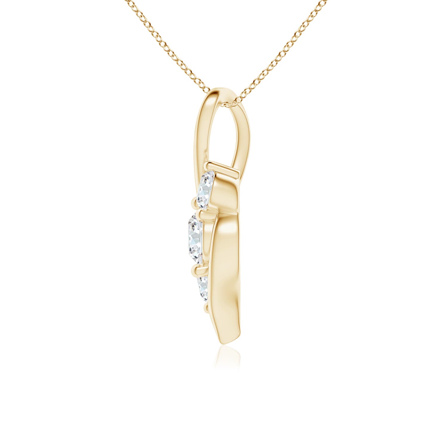 5.1mm FGVS Lab-Grown Diamond Three Stone Pendant with Twisted Bale in 18K Yellow Gold