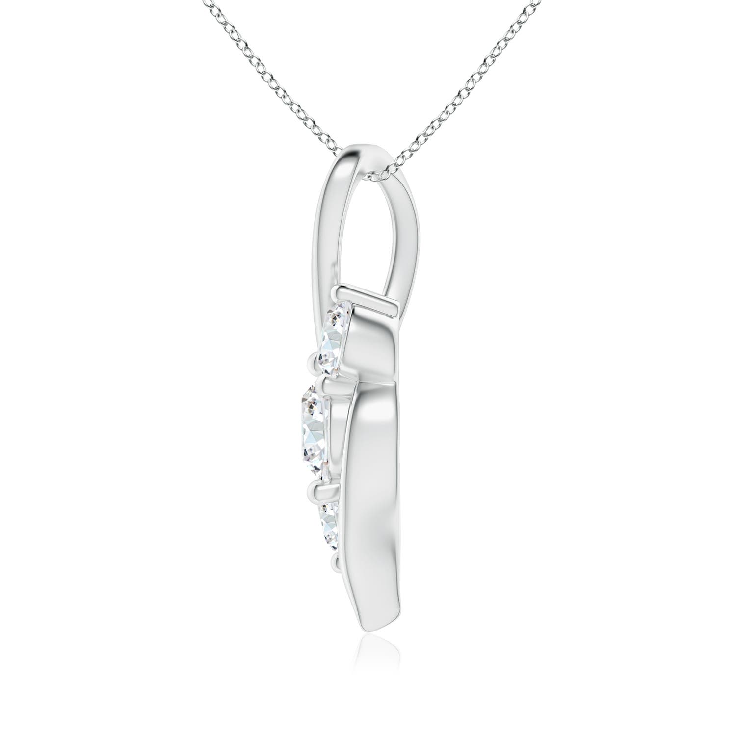 5.9mm FGVS Lab-Grown Diamond Three Stone Pendant with Twisted Bale in 18K White Gold