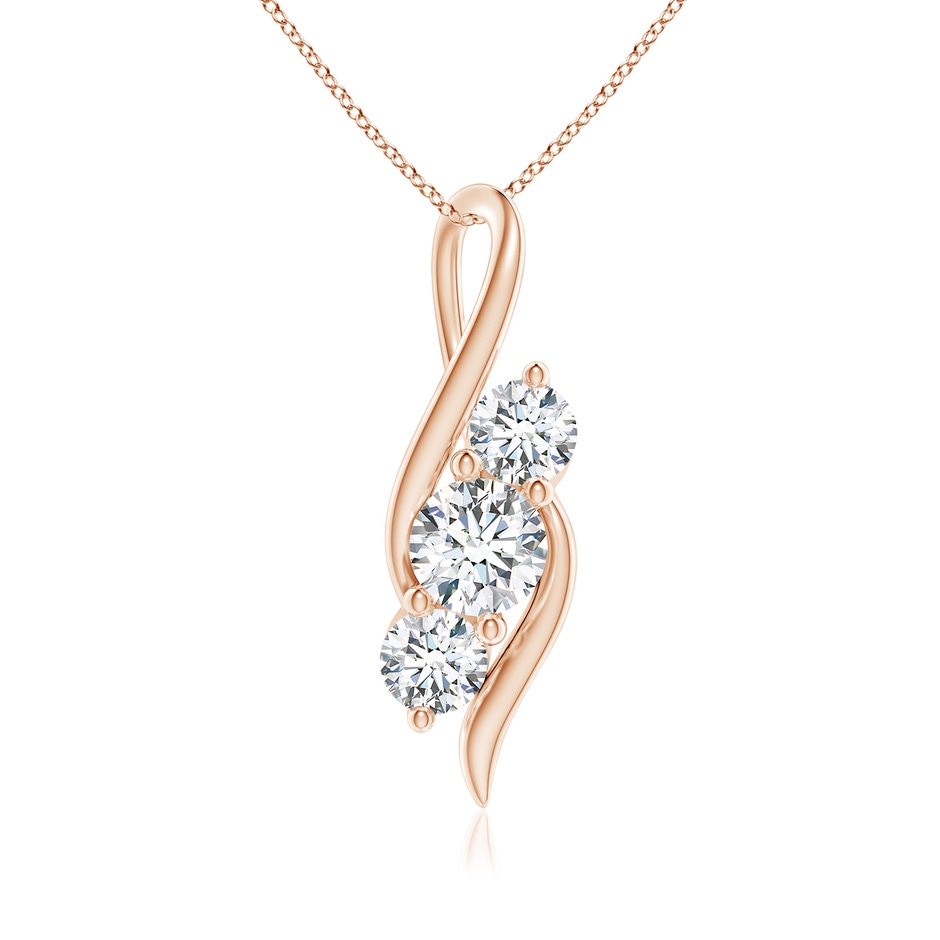 5.9mm FGVS Lab-Grown Diamond Three Stone Pendant with Twisted Bale in Rose Gold 
