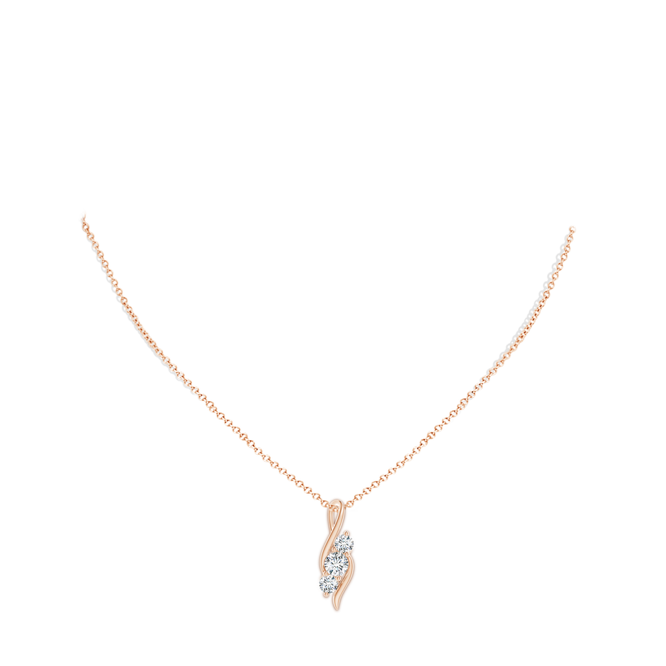 5.9mm FGVS Lab-Grown Diamond Three Stone Pendant with Twisted Bale in Rose Gold pen
