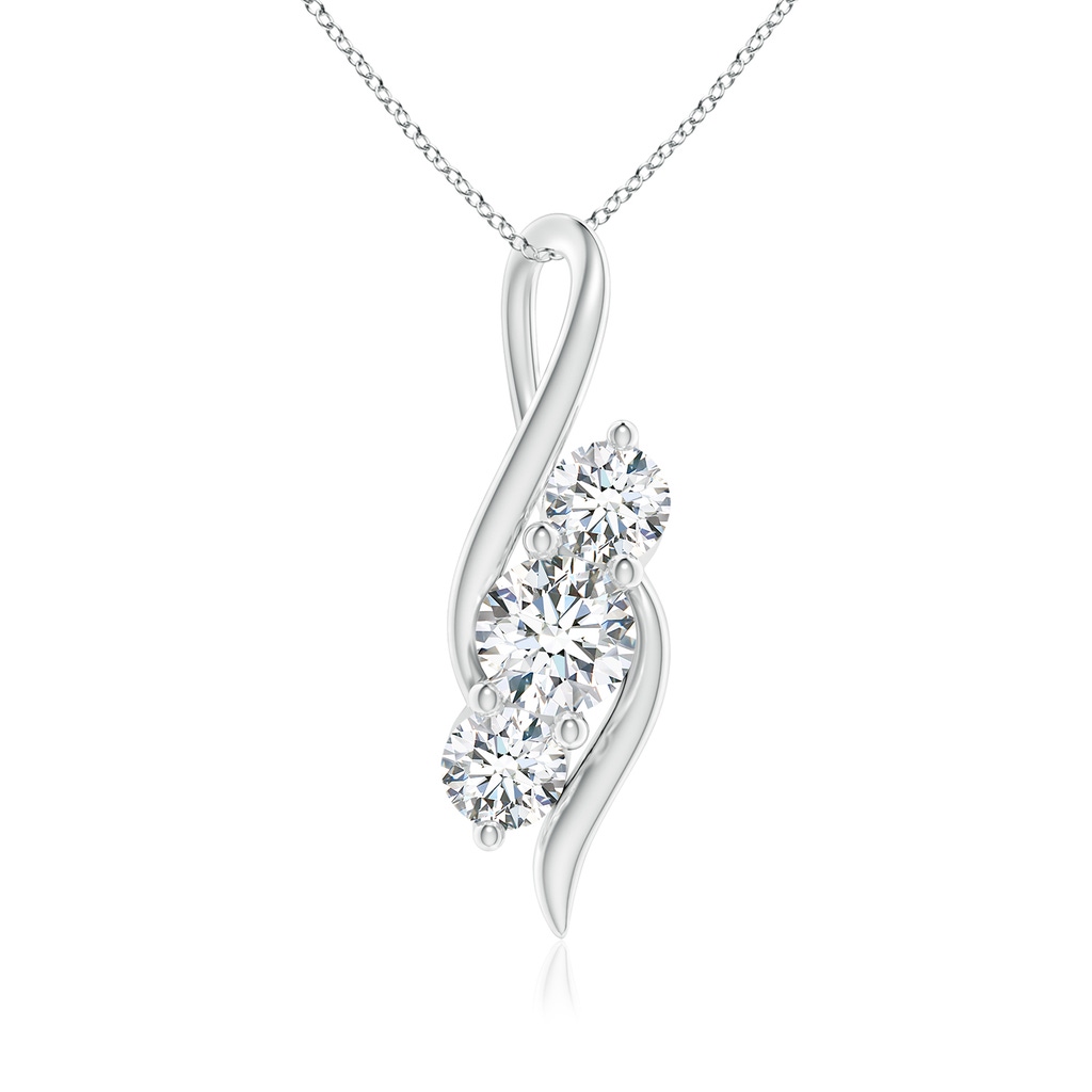 5.9mm FGVS Lab-Grown Diamond Three Stone Pendant with Twisted Bale in White Gold