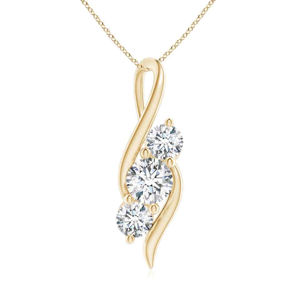 6.4mm FGVS Lab-Grown Diamond Three Stone Pendant with Twisted Bale in 18K Yellow Gold 