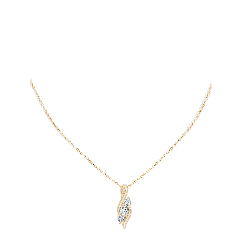 6.4mm FGVS Lab-Grown Diamond Three Stone Pendant with Twisted Bale in 18K Yellow Gold pen